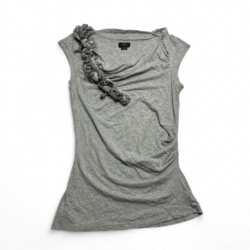Deletta Vintage Fitting Y2K 2000z Grey Short Sleeve Going Out Top size small - Picture 3 of 7